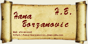 Hana Borzanović vizit kartica